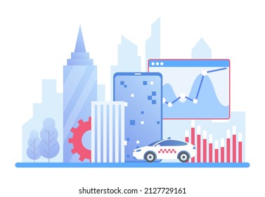 Latest generation smart intelligent city services. Sustainable and modern urban infrastructure project
