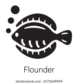 Latest glyph icon of a flounder 