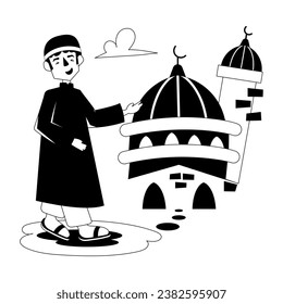 Latest glyph illustration of islamic mosque