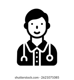Latest glyph style icon of male doctor with stethoscope