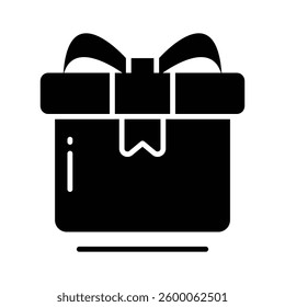 Latest glyph style icon showing wrapped valentine gift box