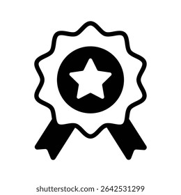 Latest glyph style icon showing best quality ribbon badge