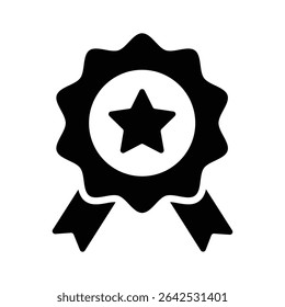 Latest glyph style icon showing best quality ribbon badge