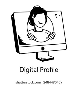 Último icono dibujado a mano del perfil digital 