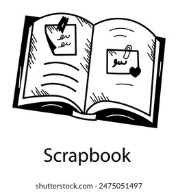 Latest hand drawn icon of a scrapbook 
