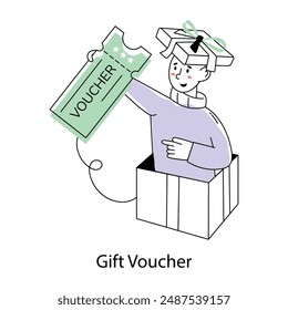 Latest hand drawn mini illustration of gift voucher 