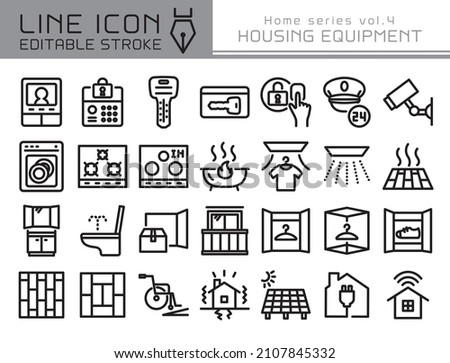 Latest housing equipment vector icon set. Editable line stroke.