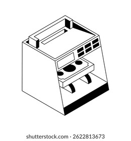 Latest icon of cash printer designed in isometric style