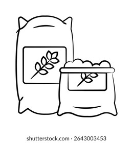 Último ícone de saco de farinha criativamente projetado em estilo doodle