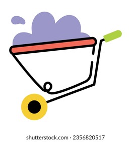 Latest icon of garden cart in sketchy style 