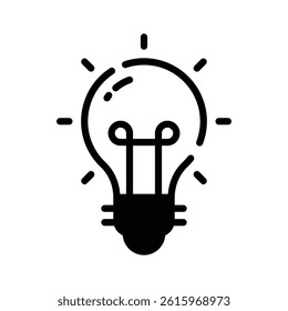 Latest icon of light designed in glyph style