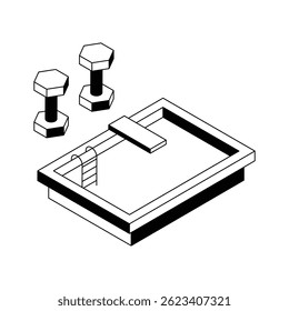 El último icono de la piscina diseñado en estilo isométrico