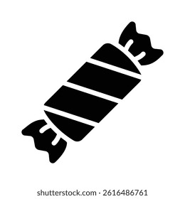 Latest icon of wrapped candy designed in glyph style