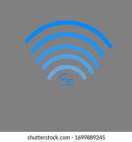 The latest innovation, the fastest 5g network, discoveries in the field of telecommunications or access speed. 5g with a signal line above it