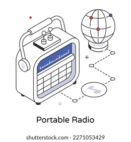 Latest isometric icon of portable radio 
