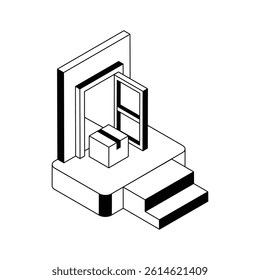Latest isometric style icon showing home delivery