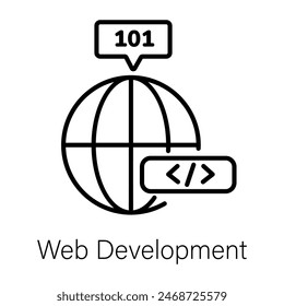 Icono de última línea de desarrollo de Web 