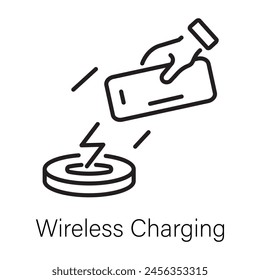 Latest line icon of wireless charging 