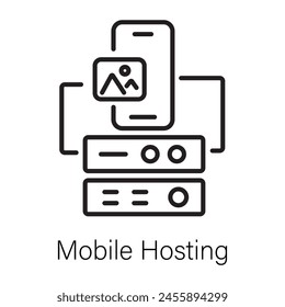 Icono de estilo de línea más reciente de hosting móvil 