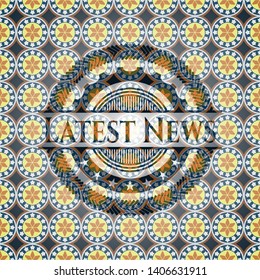 Latest News arabic style badge. Arabesque decoration.