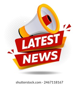 Latest news breaking report. Breaking news badge template set. Latest hot news Label message information sticker vector illustration.
