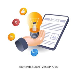 Latest news for business ideas infographics flat isometric 3d illustrations