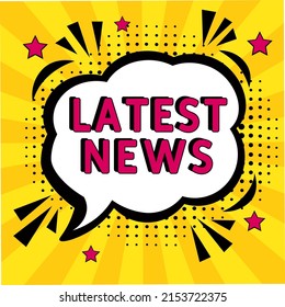 Últimas noticias. Explosión de historietas con texto - Últimas noticias. Ilustración de dibujos animados brillantes en estilo retro de arte pop. Se puede usar para negocios, marketing y publicidad.  Pancarta de arte pop