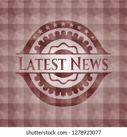 Latest News red polygonal badge. Seamless.