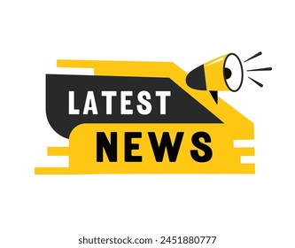 Latest news speech bubble icon flat style. Banner design for business, marketing. Vector label.
