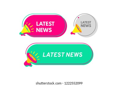 Latest news. Speech bubble with megaphone. Loudspeaker. Vector illustration.