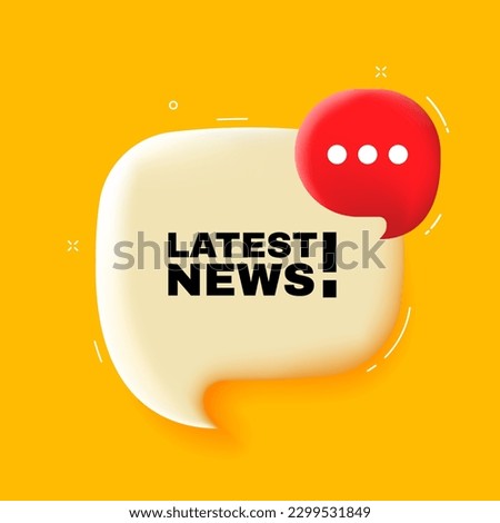 Latest news. Speech bubble with Latest news text. 3d illustration. Pop art style. Vector line icon for Business and Advertising