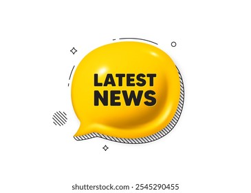 Últimas noticias tag. Icono 3d de la burbuja del discurso del cómic. Signo de periódico de los medios. Símbolo de información diaria. Últimas noticias de la oferta de chat. Anuncio de cómic de burbuja de discurso. Globo de descuento. Vector