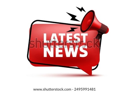 Latest news tag. Speech bubble with megaphone. Special promo sign. Sale promotion symbol. Vector illustration