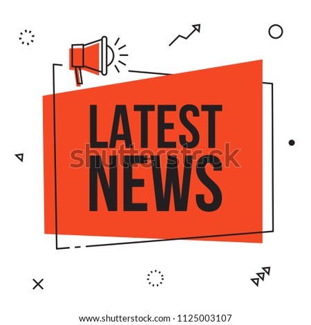 Latest news, vector red sign illustration isolated on white background with loudspeaker, new modern
label design. Business  advertising web icons, promotion announce tag, sticker, announcement.