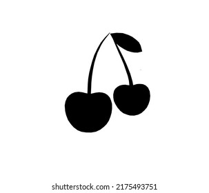 latest and nice black and white cherry fruit vector drawing