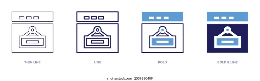 Latest online sales icon in 4 different styles. Thin Line, Line, Bold, and Bold Line. Duotone style. Editable stroke.