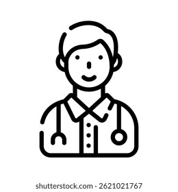 Latest outline style icon of male doctor with stethoscope