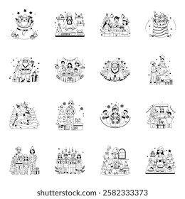 Latest Pack of Christmas Day Glyph Illustrations 