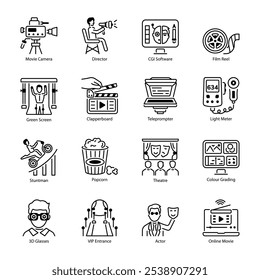 Latest Pack of Filming Line Style Icons 

