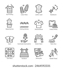 Latest Pack of Sewing Tools Linear Icons 

