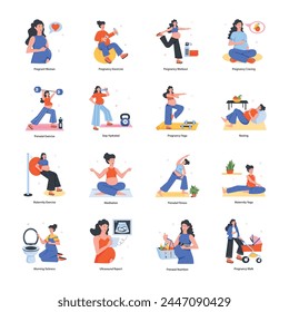 Latest of Pregnancy Routine Flat Icons 

