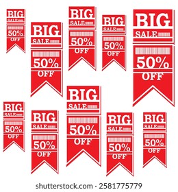 The latest red 50% discount promo vector is simple and cool