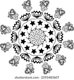 Latest round mandala illustration featuring intricate florals pattern