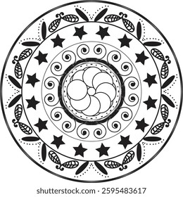 Latest round mandala illustration featuring intricate florals pattern