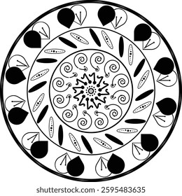 Latest round mandala illustration featuring intricate florals pattern