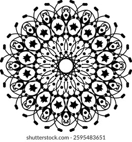 Latest round mandala illustration featuring intricate florals pattern