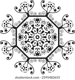 Latest round mandala illustration featuring intricate florals pattern