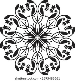 Latest round mandala illustration featuring intricate florals pattern