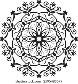 Latest round mandala illustration featuring intricate florals pattern