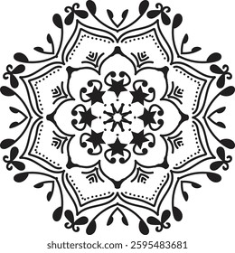 Latest round mandala illustration featuring intricate florals pattern